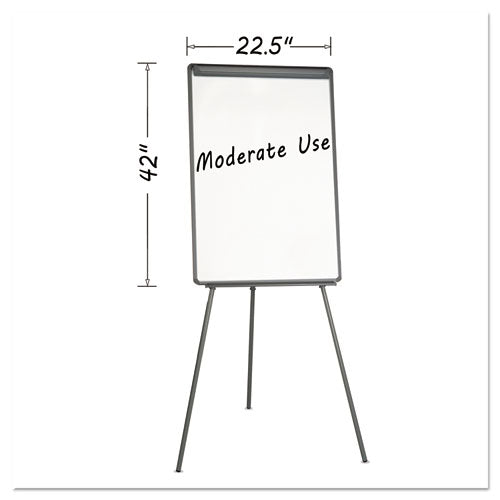 MasterVision Basic Tripod Melamine Presentation Easel, 22.5" x 42", White Surface, Black Plastic/Steel Frame