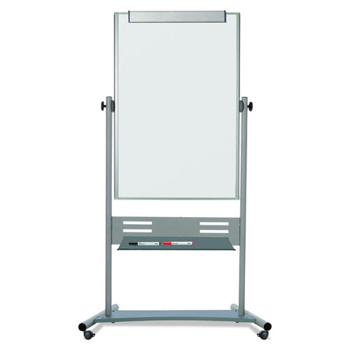 MasterVision Revolver Easel, Vertical Orientation, 35.4" x 47.2", White Surface, Satin Aluminum Frame