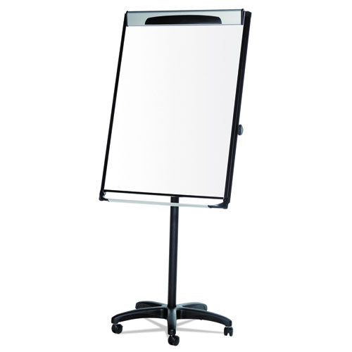 MasterVision Platinum Mobile Easel, 29" x 41", White Surface, Black Plastic Frame