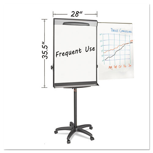 MasterVision Tripod Extension Bar Magnetic Gold Ultra Dry Erase Easel, 30" x 36", White Surface, Black/Satin Aluminum Frame