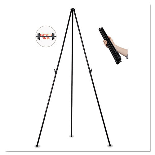 MasterVision Heavy-Duty Instant Easel, 61.5" Tall, Metal, Black