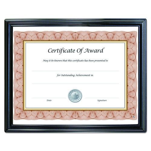 NuDell EZ Mount Document Frame with Trim Accent and Plastic Face, Plastic, 8.5 x 11 Insert, Black