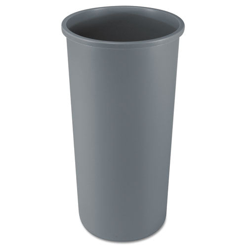 Rubbermaid Commercial Untouchable Large Plastic Round Waste Receptacle, 22 gal, Plastic, Gray