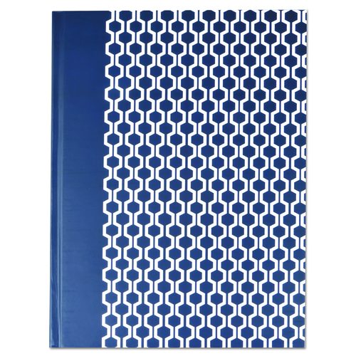 Universal Casebound Hardcover Notebook, 1-Subject, Wide/Legal Rule, Dark Blue/White Cover, (150) 10.25 x 7.63 Sheets
