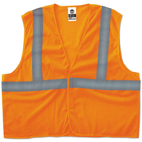 ergodyne GloWear 8205HL Type R Class 2 Super Econo Mesh Vest, Polyester Mesh, Large to X-Large, Orange