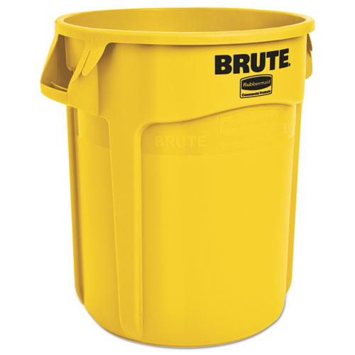 Rubbermaid Commercial Vented Round Brute Container, 20 gal, Plastic, Yellow