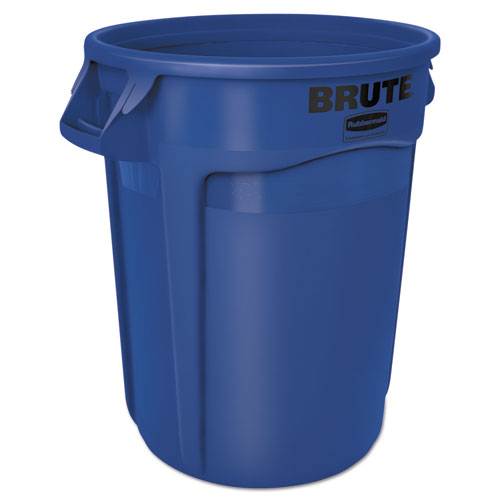 Rubbermaid Commercial Vented Round Brute Container, 32 gal, Plastic, Blue