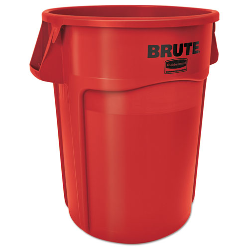 Rubbermaid Commercial Vented Round Brute Container, 44 gal, Plastic, Red