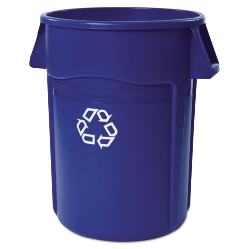 Rubbermaid Commercial Brute Recycling Container, 44 gal, Polyethylene, Blue