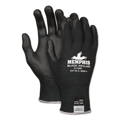 MCR Safety Nitrile Coated Kevlar Gloves, EN388: 4542, 11" Long, X-Large, Black, Pair