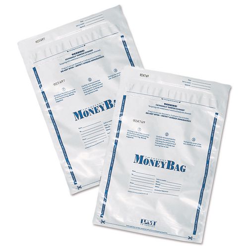 SecurIT Tamper Evident Deposit Bag, Plastic, 9" x 12", White, 100/Pack