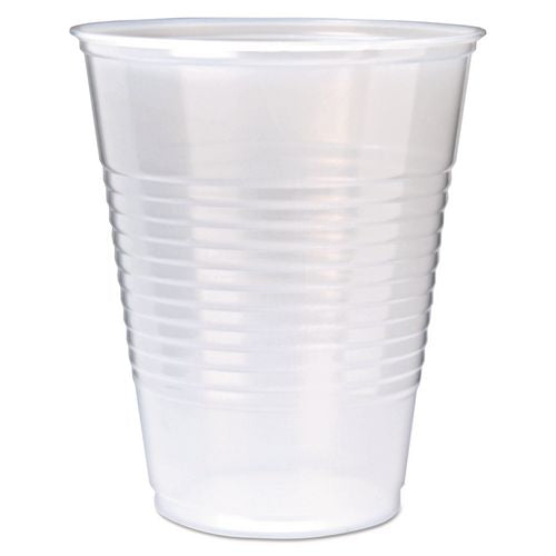 Fabri-Kal RK Ribbed Cold Drink Cups, 12 oz, Plastic, Translucent, 50/Sleeve, 20 Sleeves/Carton