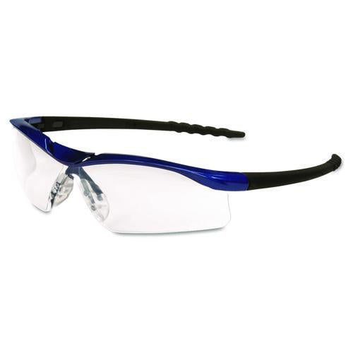 MCR Safety Dallas Safety Glasses, Metallic Blue Half Frame, Clear Dual Anti-Fog Lens