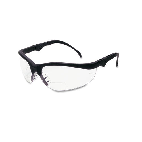 MCR Safety Klondike Magnifier Safety Glasses, 1.5+ Diopter, Black Half Frame, Clear Dual Lens