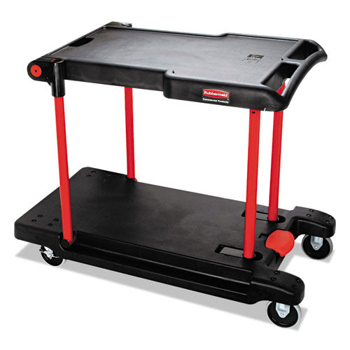 Rubbermaid Commercial Convertible Utility Cart, Plastic, 2 Shelves, 400 lb Capacity, 23.88" x 45.13" x 34.38", Black