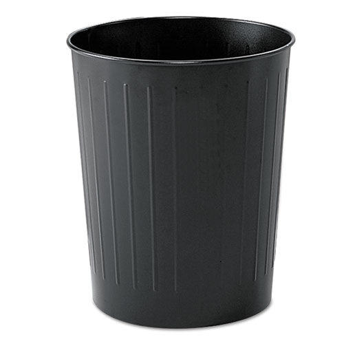Safco Round Wastebaskets, 23.5 qt, Steel, Black
