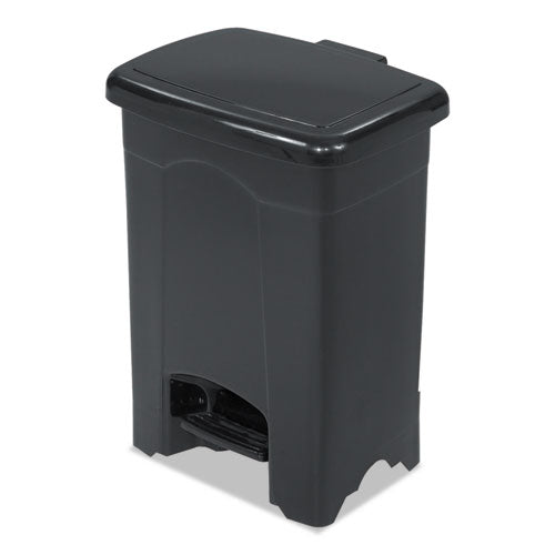 Safco Plastic Step-On Receptacle, 4 gal, Plastic, Black