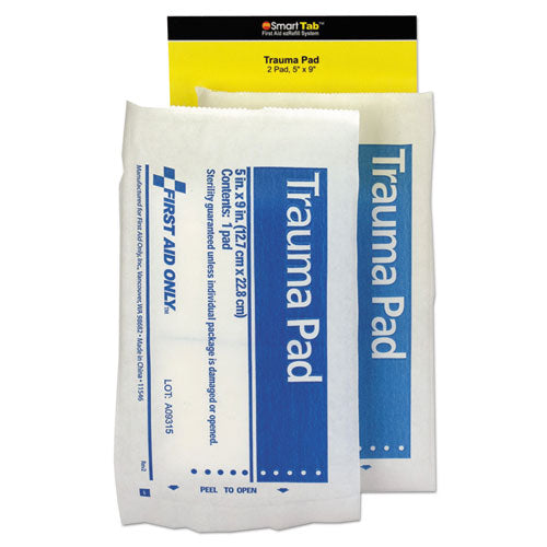First Aid Only SmartCompliance Refill Trauma Pad, 5 x 9, White, 2/Bag
