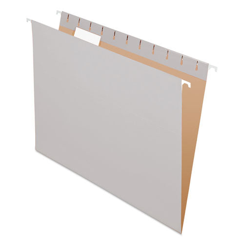 Pendaflex Colored Hanging Folders, Letter Size, 1/5-Cut Tabs, Gray, 25/Box