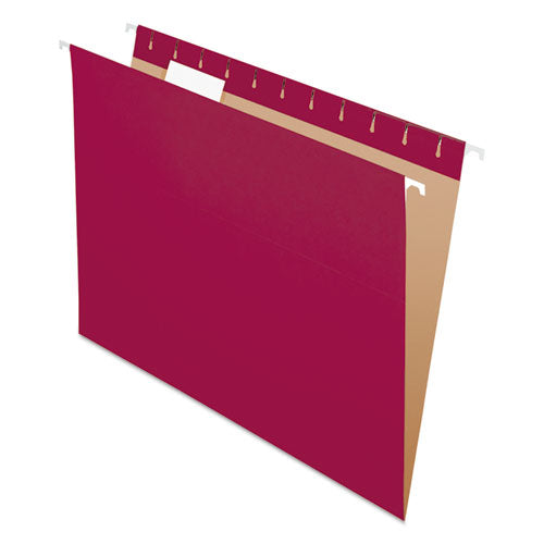 Pendaflex Colored Hanging Folders, Letter Size, 1/5-Cut Tabs, Burgundy, 25/Box