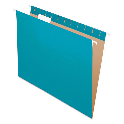 Pendaflex Colored Hanging Folders, Letter Size, 1/5-Cut Tabs, Teal, 25/Box