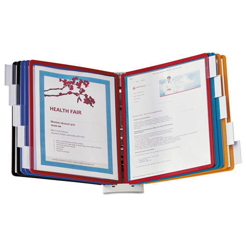Durable Sherpa Sherpa Wall-Mount Reference System, 10 Gray Panels, Letter, Assorted Borders
