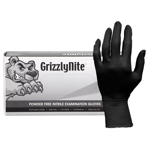 HOSPECO ProWorks GrizzlyNite Nitrile Gloves, Powder-Free, X-Large, 5 mil Thick, Black, 100/Box, 10 Boxes/Carton