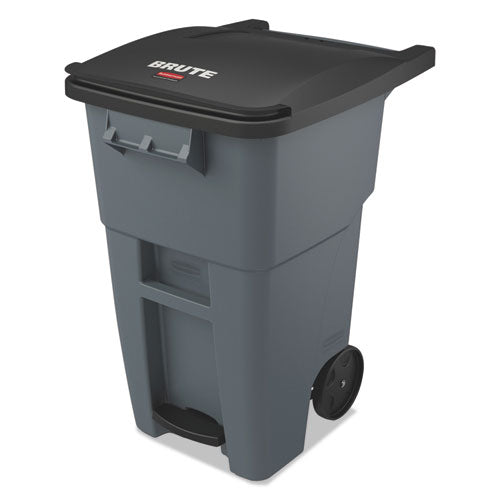 Rubbermaid Commercial Brute Step-On Rollouts, 50 gal, Metal/Plastic, Gray