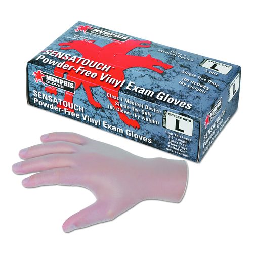 MCR Safety Safety Sensatouch Vinyl Disposable Medical Grade Gloves, Powder-Free, Medium, 5 mil Thick, 9.96" Long, Clear,100/BX, 10 BX/CT