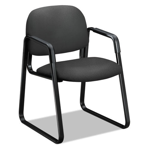 HON Solutions Seating 4000 Series Sled Base Guest Chair, Fabric Upholstery, 23.5" x 26" x 33", Iron Ore Seat/Back, Black Base
