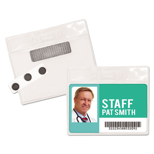 Advantus Magnetic-Style Name Badge Kits, Horizontal, Clear 4.5" x 3.25" Holder, 4.13" x 3" Insert, 20/Pack