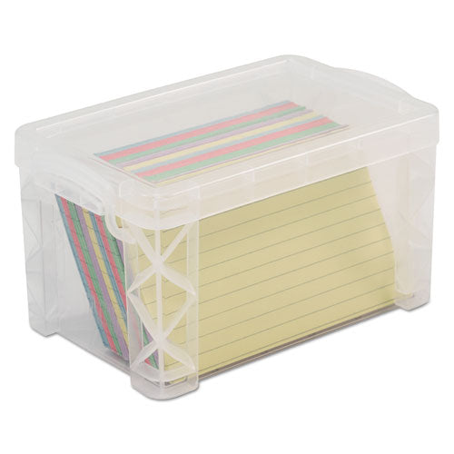 Advantus Super Stacker Storage Boxes, Holds 400 3 x 5 Cards, 6.25 x 3.88 x 3.5, Plastic, Clear