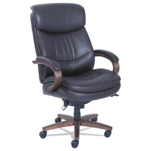 La-Z-Boy Woodbury Big/Tall Executive Chair, Supports Up to 400 lb, 20.25" to 23.25" Seat Height, Brown Seat/Back, Weathered Sand Base