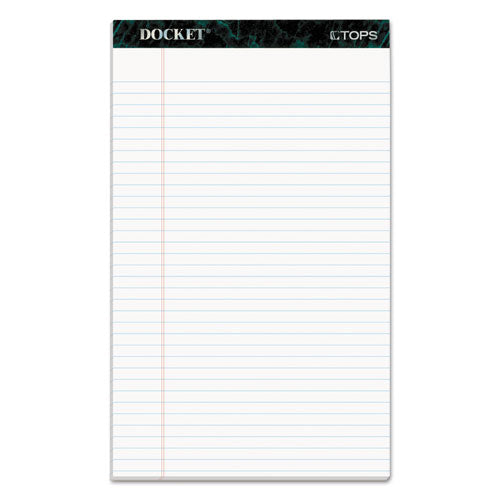 TOPS Docket Ruled Perforated Pads, Wide/Legal Rule, (50) White 8.5 x 14 Sheets, 12/Pack