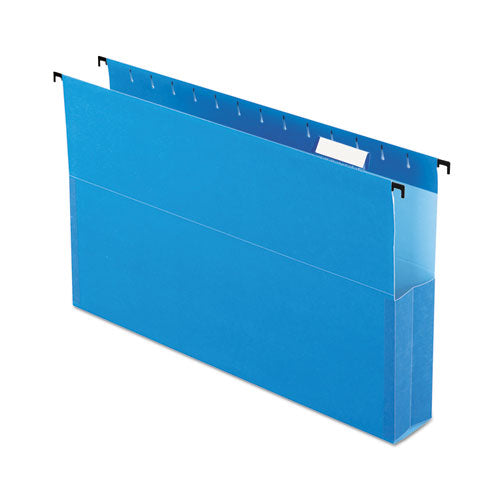 Pendaflex SureHook Reinforced Extra-Capacity Hanging Box File, 1 Section, 2" Capacity, Legal Size, 1/5-Cut Tabs, Blue, 25/Box