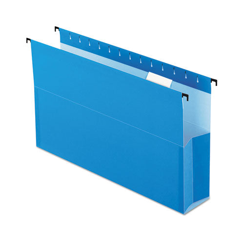 Pendaflex SureHook Reinforced Extra-Capacity Hanging Box File, 1 Section, 3" Capacity, Legal Size, 1/5-Cut Tabs, Blue, 25/Box
