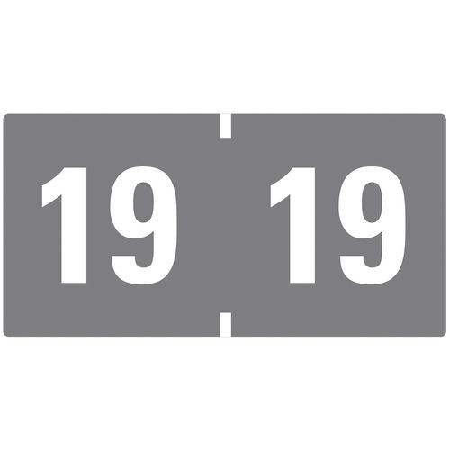 Smead Yearly End Tab File Folder Labels, 19, 0.75 x 1.5, Gray, 500/Roll