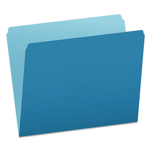 Pendaflex Colored File Folders, Straight Tabs, Letter Size, Blue/Light Blue, 100/Box