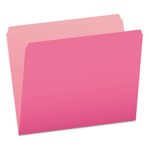 Pendaflex Colored File Folders, Straight Tabs, Letter Size, Pink/Light Pink, 100/Box