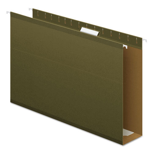 Pendaflex Extra Capacity Reinforced Hanging File Folders with Box Bottom, 3" Capacity, Legal Size, 1/5-Cut Tabs, Green, 25/Box