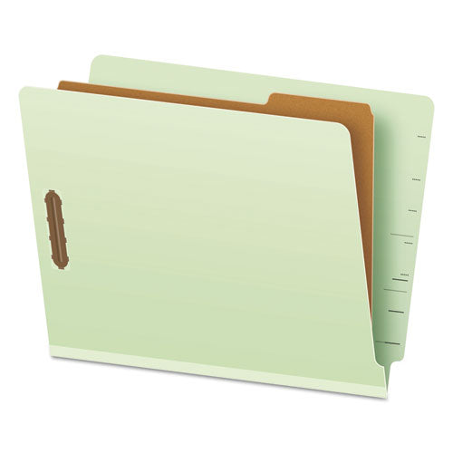 Pendaflex End Tab Classification Folders, Straight Tab, Expands 1.75", 1 Divider, 4 Fasteners, Letter Size, Pale Green, 10/Box