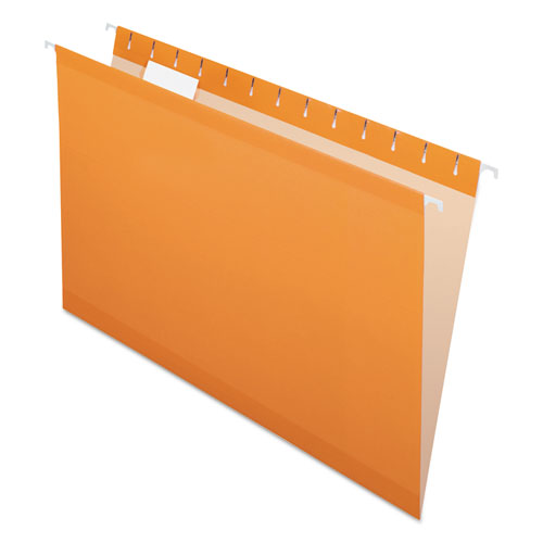 Pendaflex Colored Reinforced Hanging Folders, Legal Size, 1/5-Cut Tabs, Orange, 25/Box