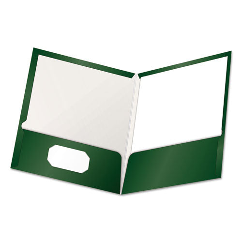Oxford Laminated Twin Pocket Folders, Accommodates (100) 11 x 8.5 Sheets, Green, 25/Box