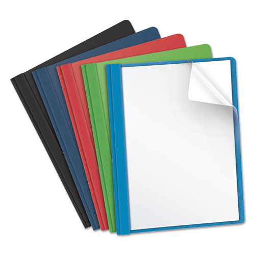 Oxford Clear Front Standard Grade Report Cover, Three-Prong Fastener, 0.5" Capacity, 8.5 x 11, Clear/Assorted, 25/Box