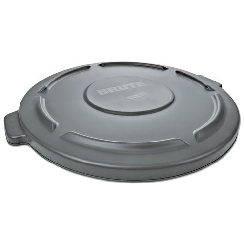 Rubbermaid Commercial BRUTE Self-Draining Flat Top Lids for 55 gal Round BRUTE Containers, 26.75" Diameter, Gray