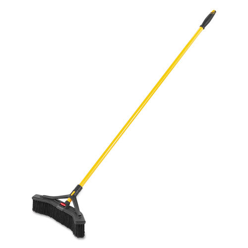 Rubbermaid Commercial Maximizer Push-to-Center Broom, 18 x 58.13, Polyproylene Bristles, Steel Handle, Yellow/Black