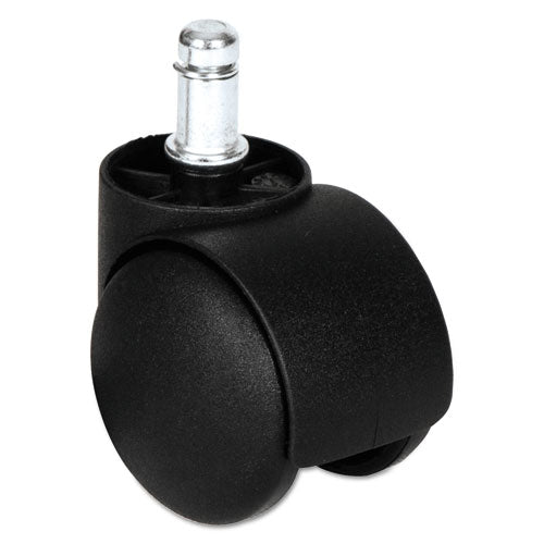 Alera Dual Wheel Hooded Casters, Grip Ring Type B Stem, 1.5" Hard Nylon Wheel, Matte Black, 5/Set