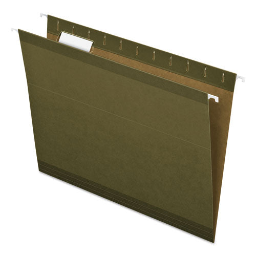 Pendaflex Reinforced Hanging File Folders with Printable Tab Inserts, Letter Size, 1/5-Cut Tabs, Standard Green, 25/Box