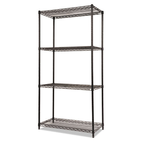 Alera NSF Certified Industrial Four-Shelf Wire Shelving Kit, 36w x 18d x 72h, Black