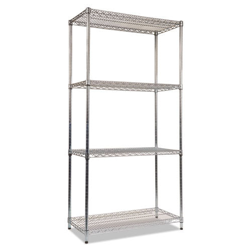 Alera NSF Certified Industrial Four-Shelf Wire Shelving Kit, 36w x 18d x 72h, Silver
